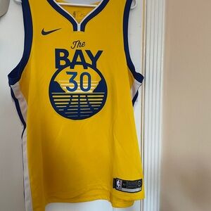 Nike Yellow and Blue The Bay Basketball Jersey
